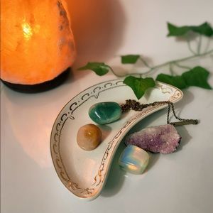 Vintage Ceramic Crescent Jewelry/Crystal Dish